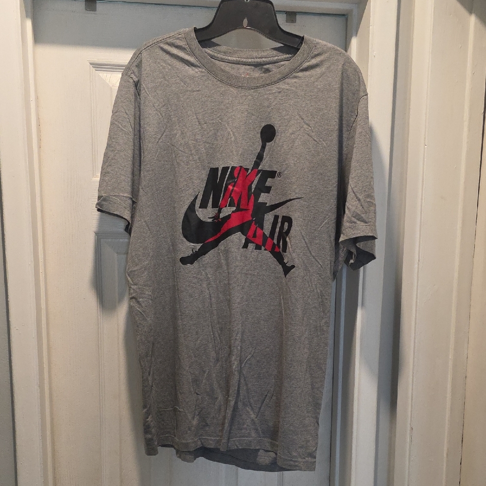 Nike Air Gray T-Shirt with Black and Red Logo
